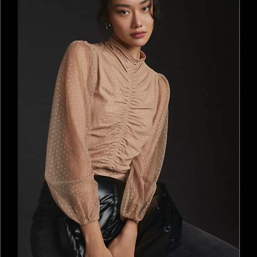 En Elly - Anthropologie Tan Ruched Women's Top - XSP